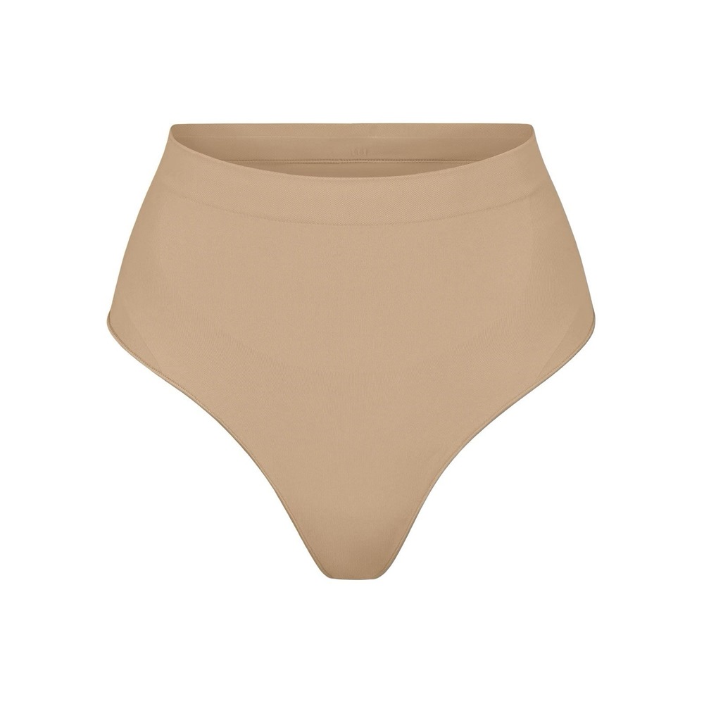 Skims Seamless Sculpt Thong Panties Clay Beige Mid Waisted Shapewear Small NWOT